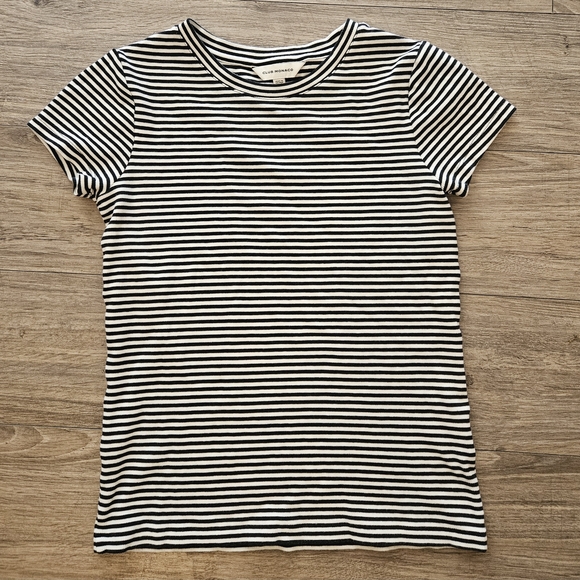 Club Monaco Tops - Club Monaco Medium Black & White Striped Crewneck Tee, Like New Condition